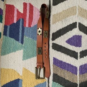 Linea Pelle Brass Studded & Brown Leather Belt Vintage